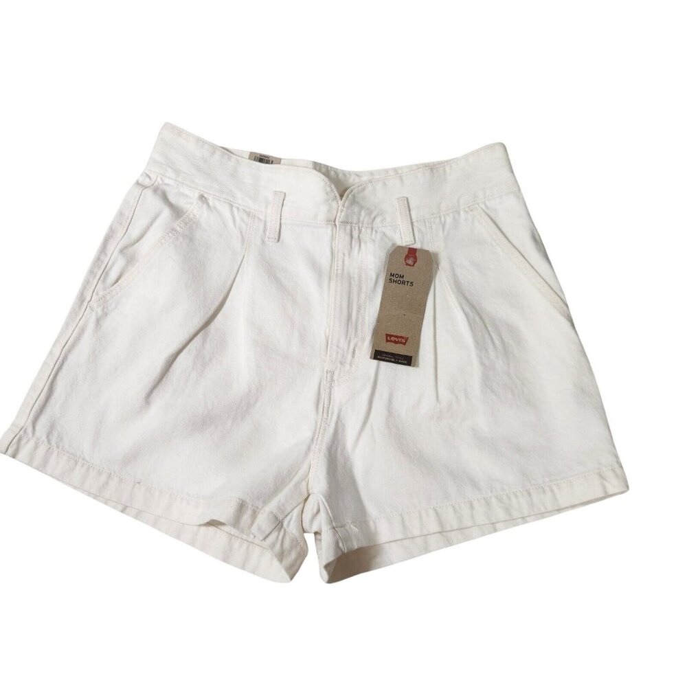 Womens Levi’s Mom Cotton Shorts Size 32 White High Rise A-Line Relaxed (CJ8)